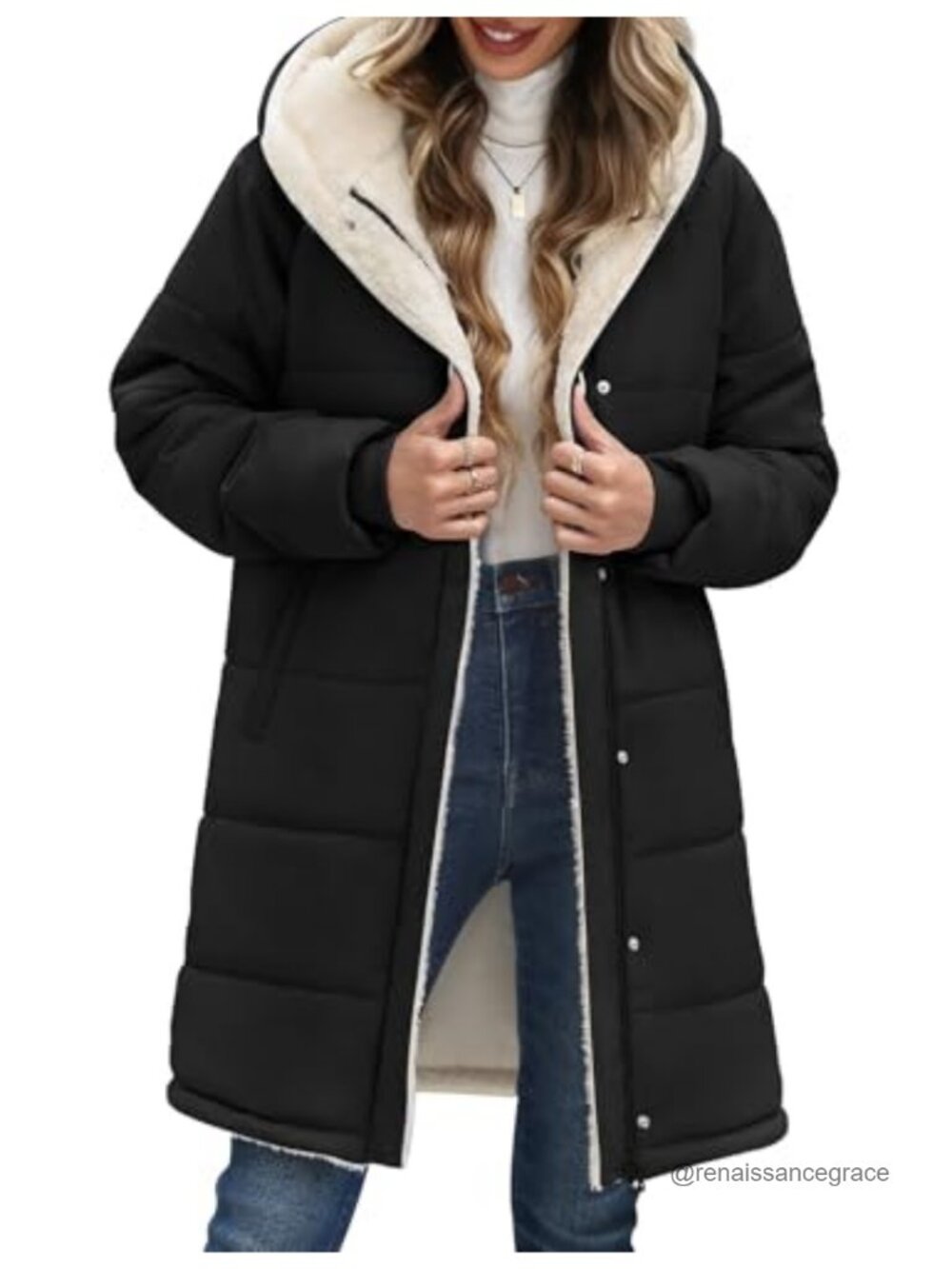 Women Winter Down Parka Fleece Lined Long Hooded Puffer Coat Water Resistant